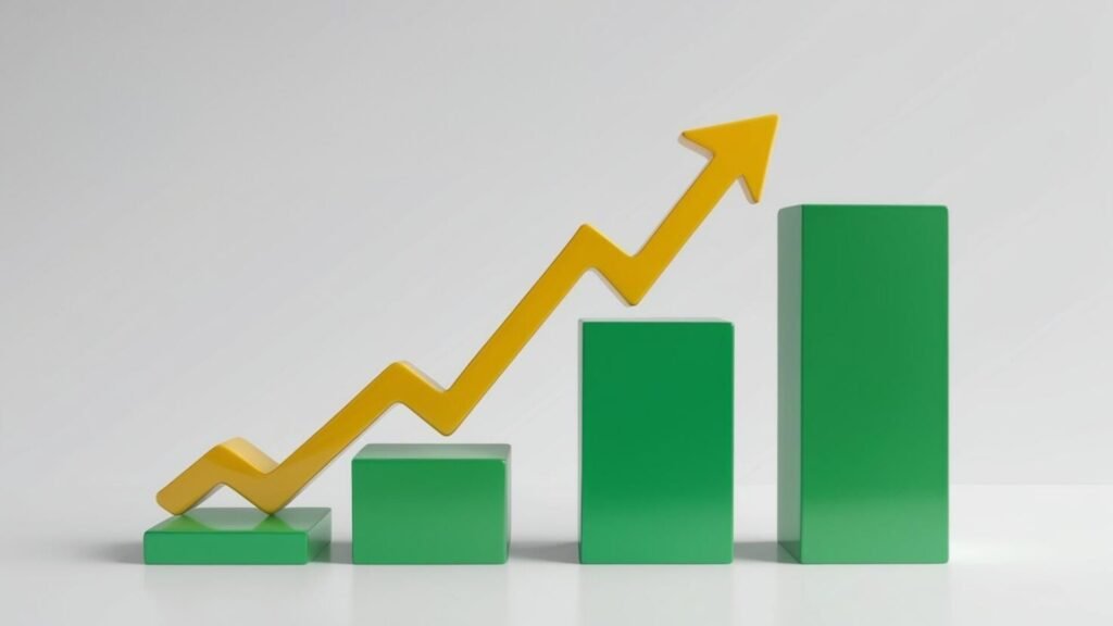 Dijital pazarlama ve SEO'daki büyümeyi gösteren, yükselen bir grafik.